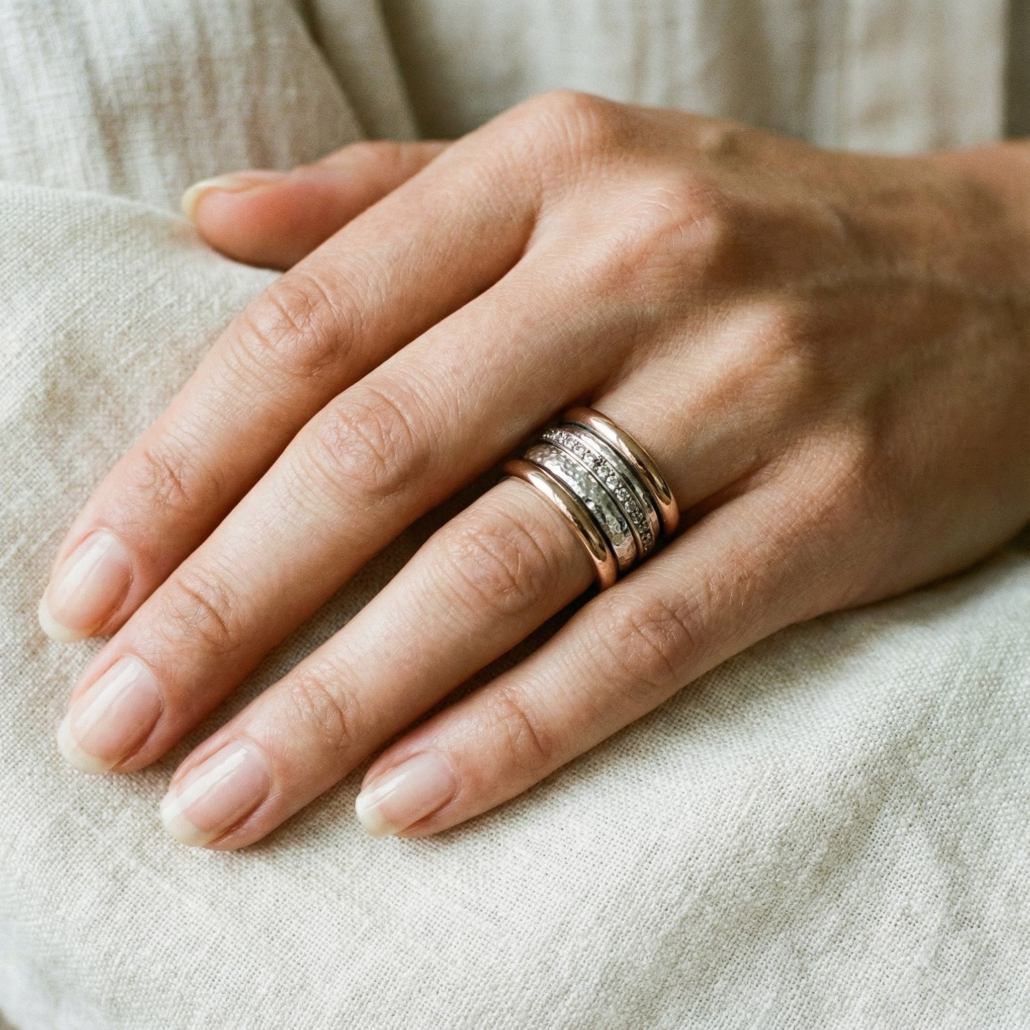 Anillo Doble de Oro Vintage Grueso