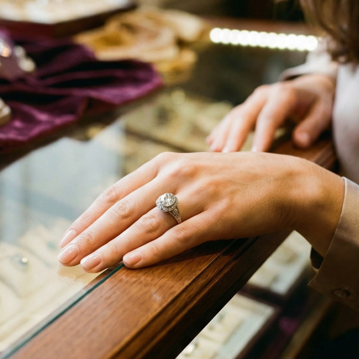 Anillo vintage en plata de cristal