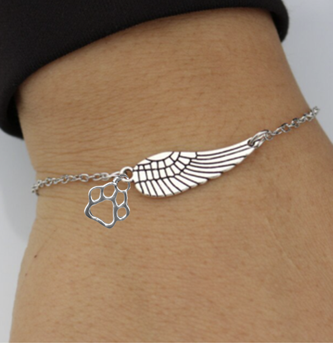 Pulsera Memorial en Plata con Ala de Ángel y Huella | Hecho a Mano