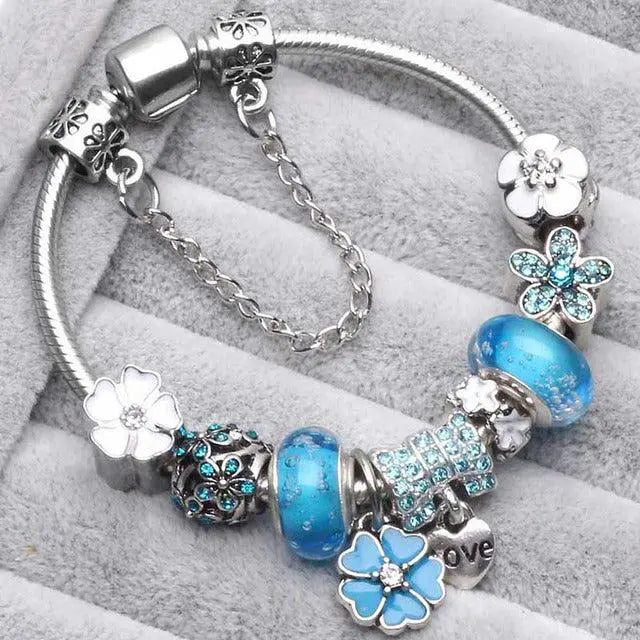 Pulseras Vintage Azules en Plata
