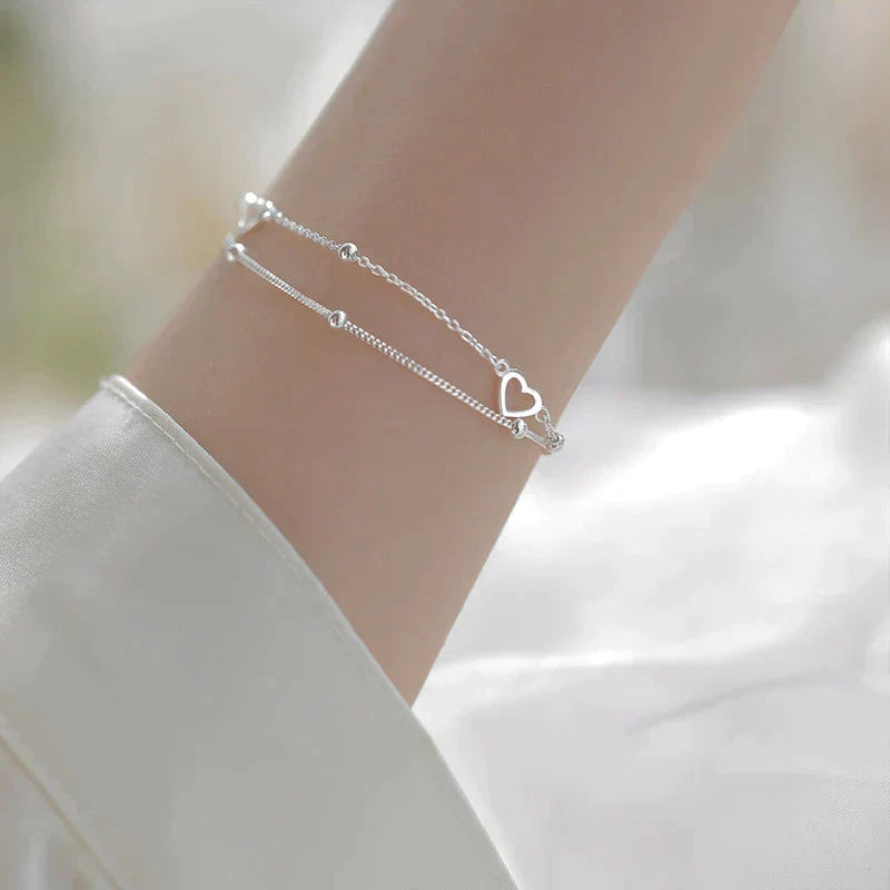 Pulsera ajustable con corazón en plata