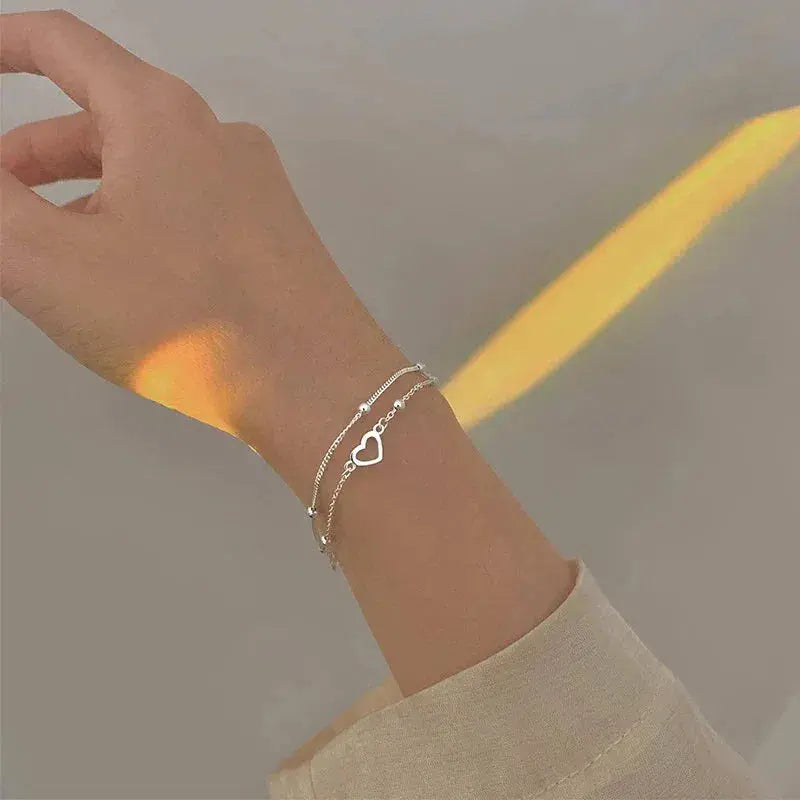 Pulsera Ajustable de Plata con Corazón