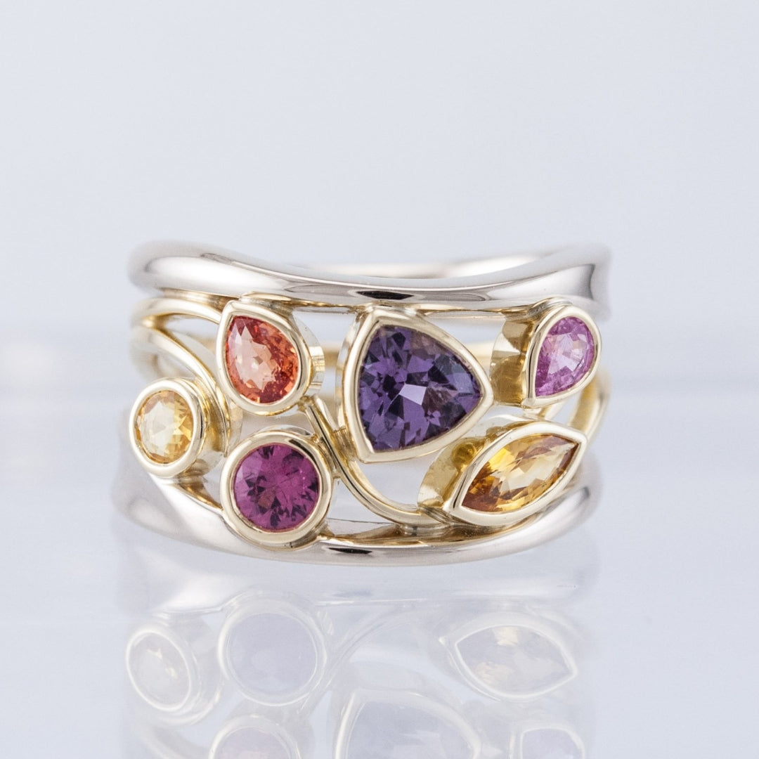 Anillo Vintage en Oro y Plata con Zirconia de Color