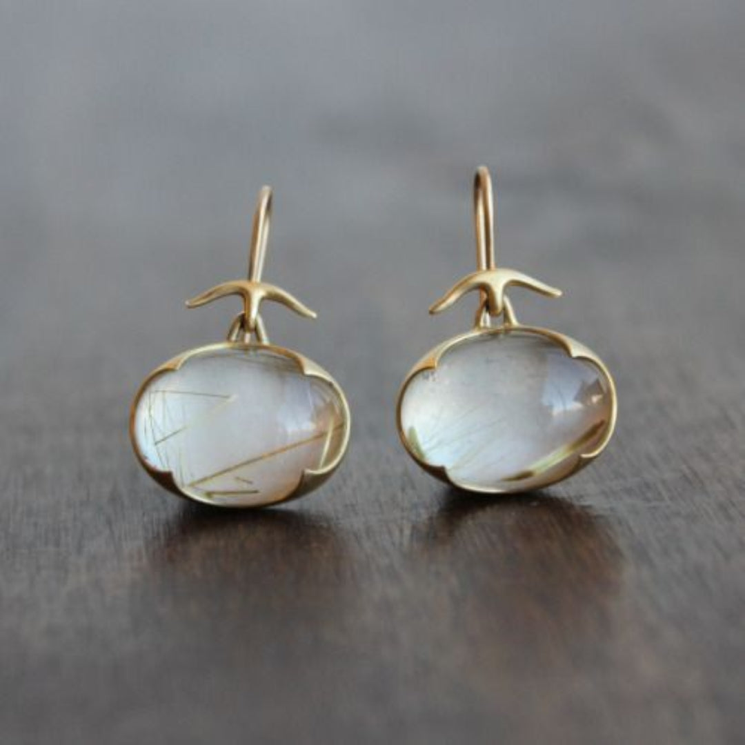 Pendientes Vintage de Oro con Piedra de Luna