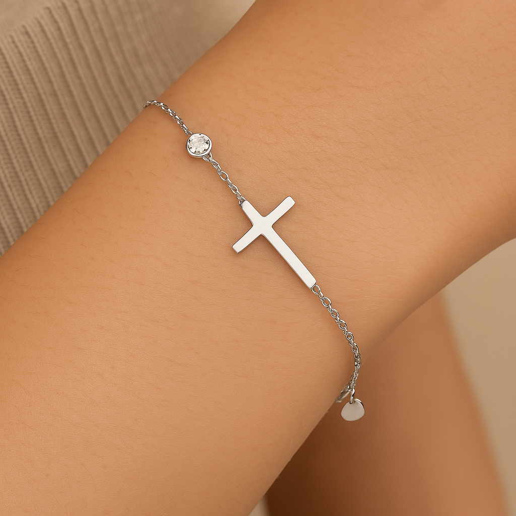 Pulsera de Corazón Plateada Fe