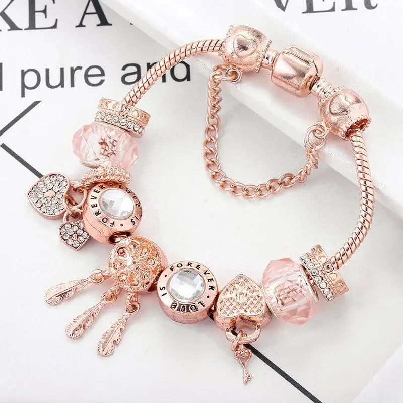 Pulsera Atrapa Sueños Rosa con Pendientes de Plata