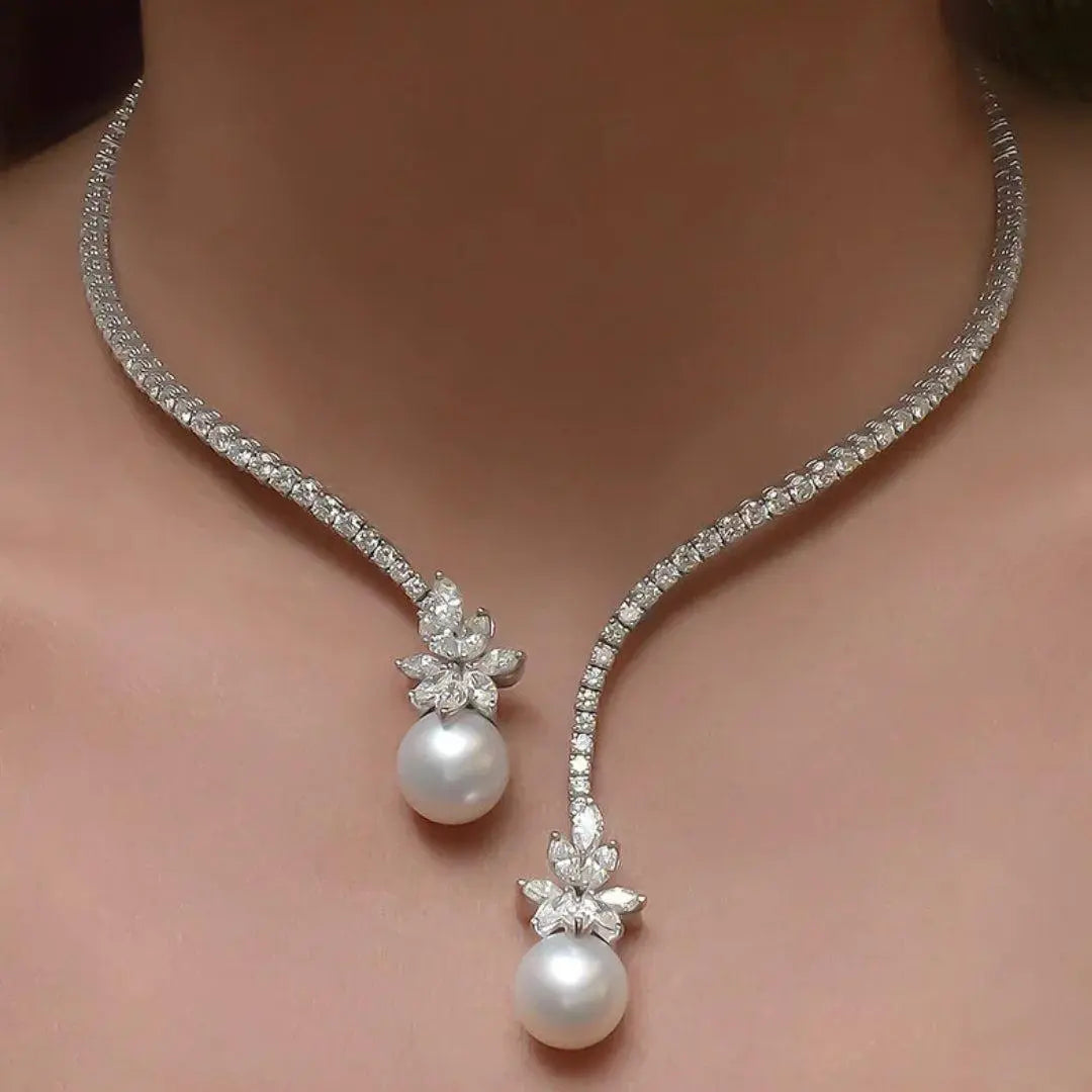 Collar de Perlas Elegante y Brillante en Plata de Ley