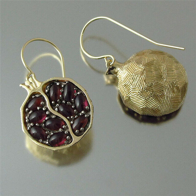 Pendientes Boho de Granate en Oro