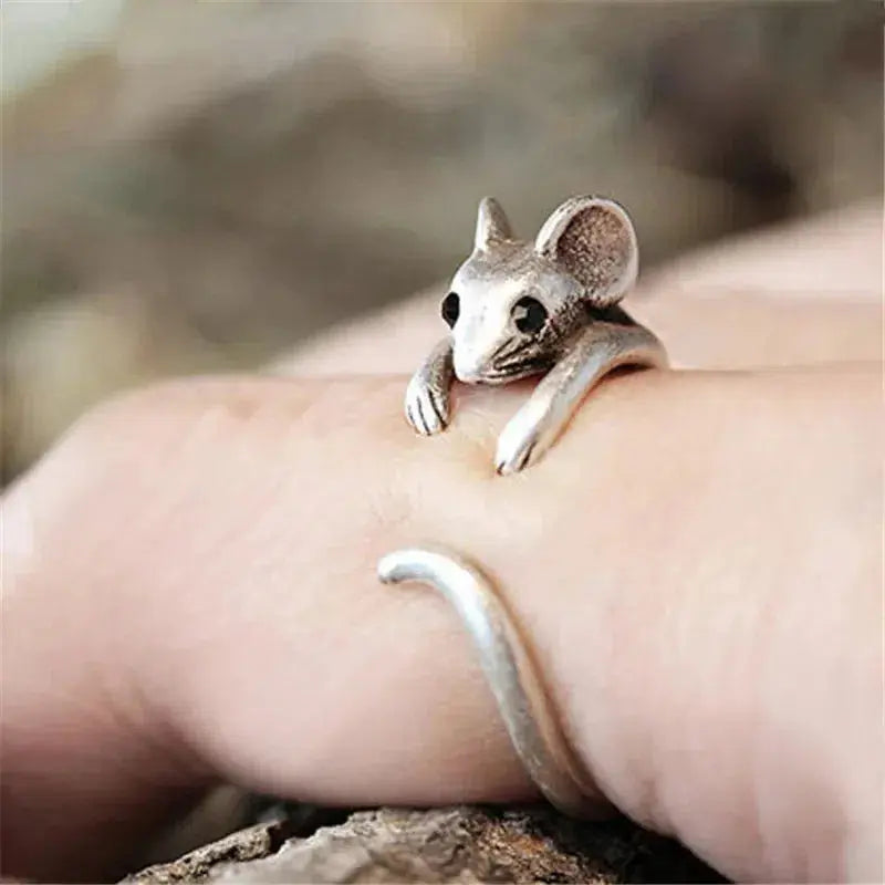 Anillo de Plata Vintage con Ratón