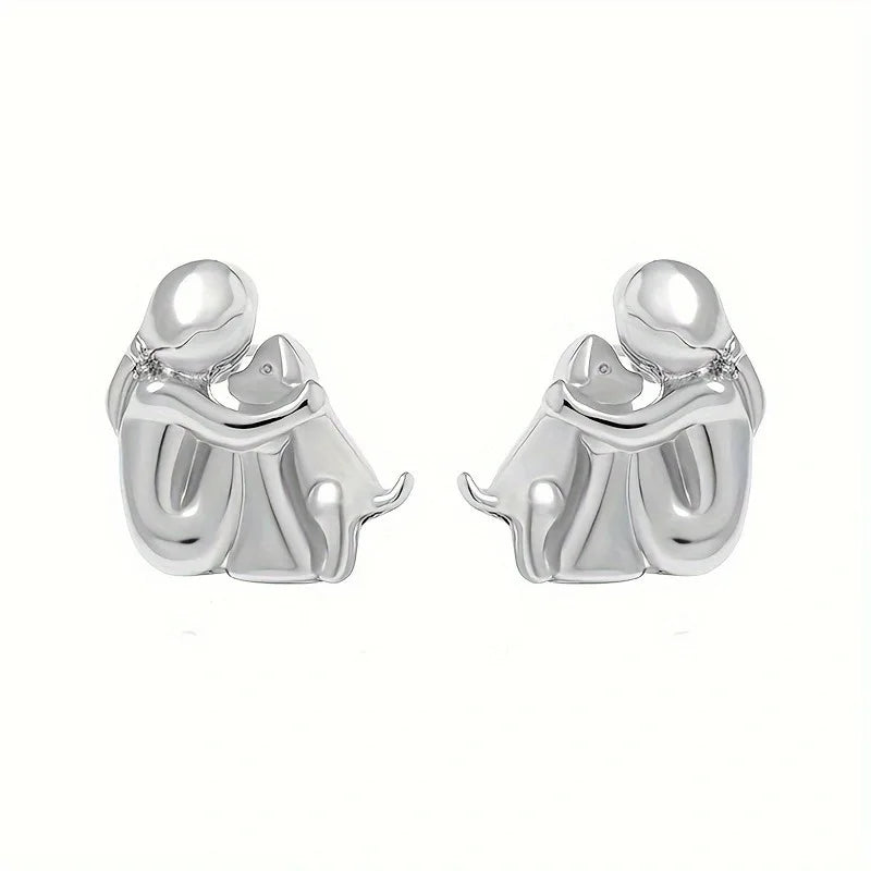 Pendientes Hug en Dos Tonos, Plata y Oro