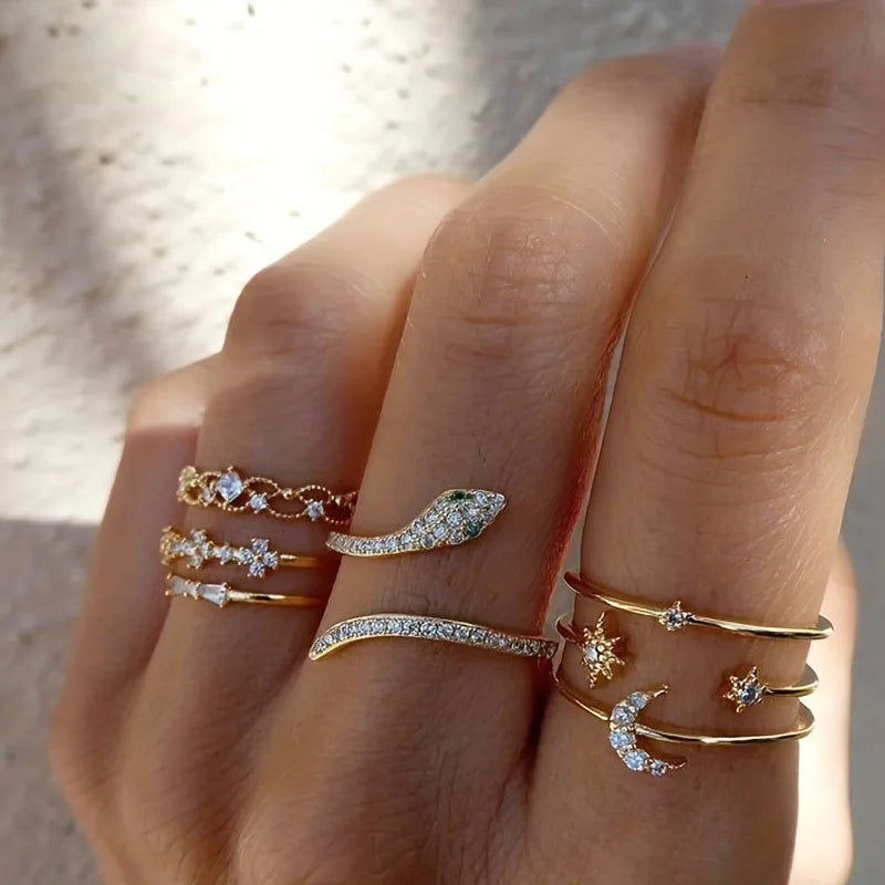 Conjunto de Anillos Vintage Brillantes de Oro
