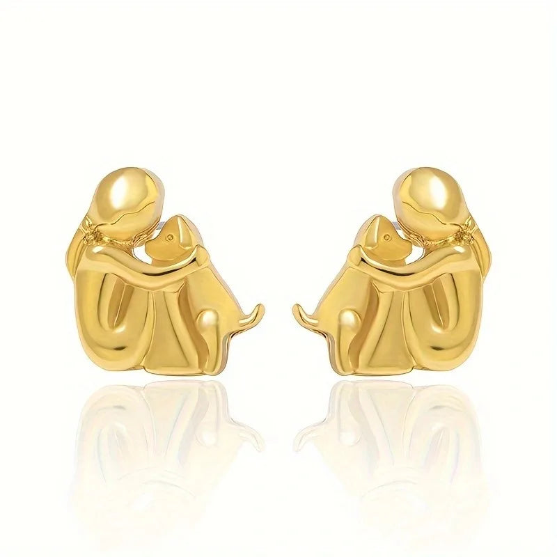 Pendientes Hug en Dos Tonos, Plata y Oro