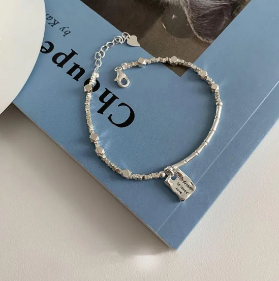 Pulsera Cuadrada Plata Amor