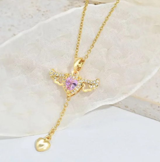 Collar de Alas de Ángel Corazón de Cupido