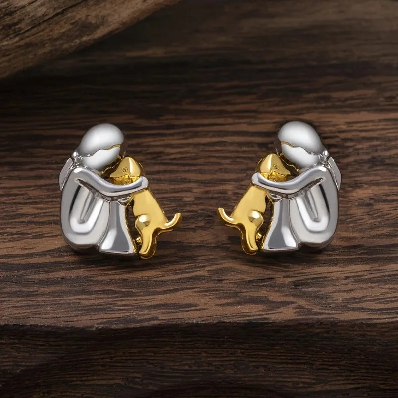 Pendientes Hug en Dos Tonos, Plata y Oro