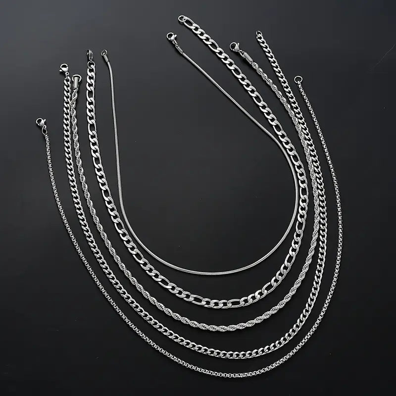 Conjunto de Collares Apilables de Lujo en Acero Inoxidable Trenzado