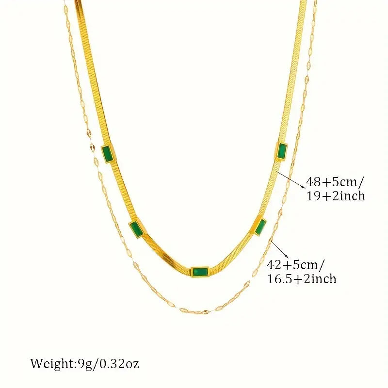 Collar de Capa Doble Sorella Gem en Oro Retro
