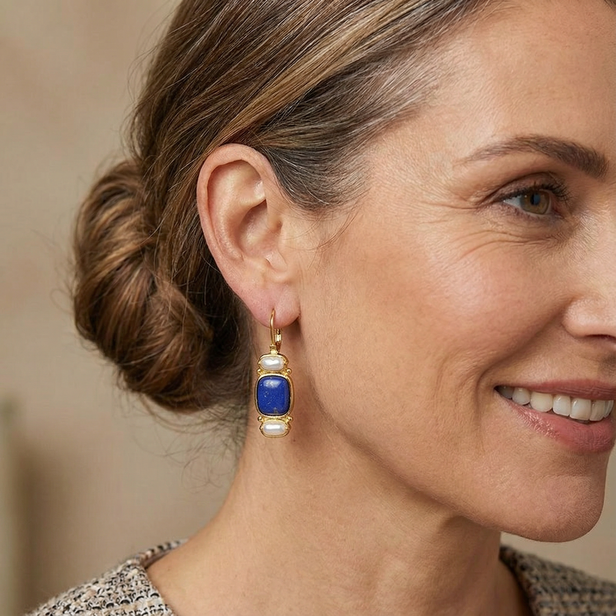 Pendientes Vintage en Azul y Dorado