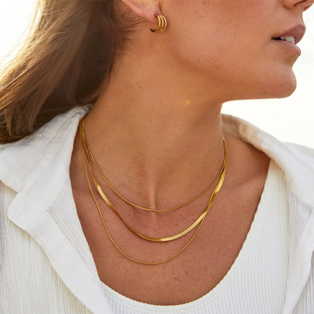 Collar de Cadena de Oro Multicapa
