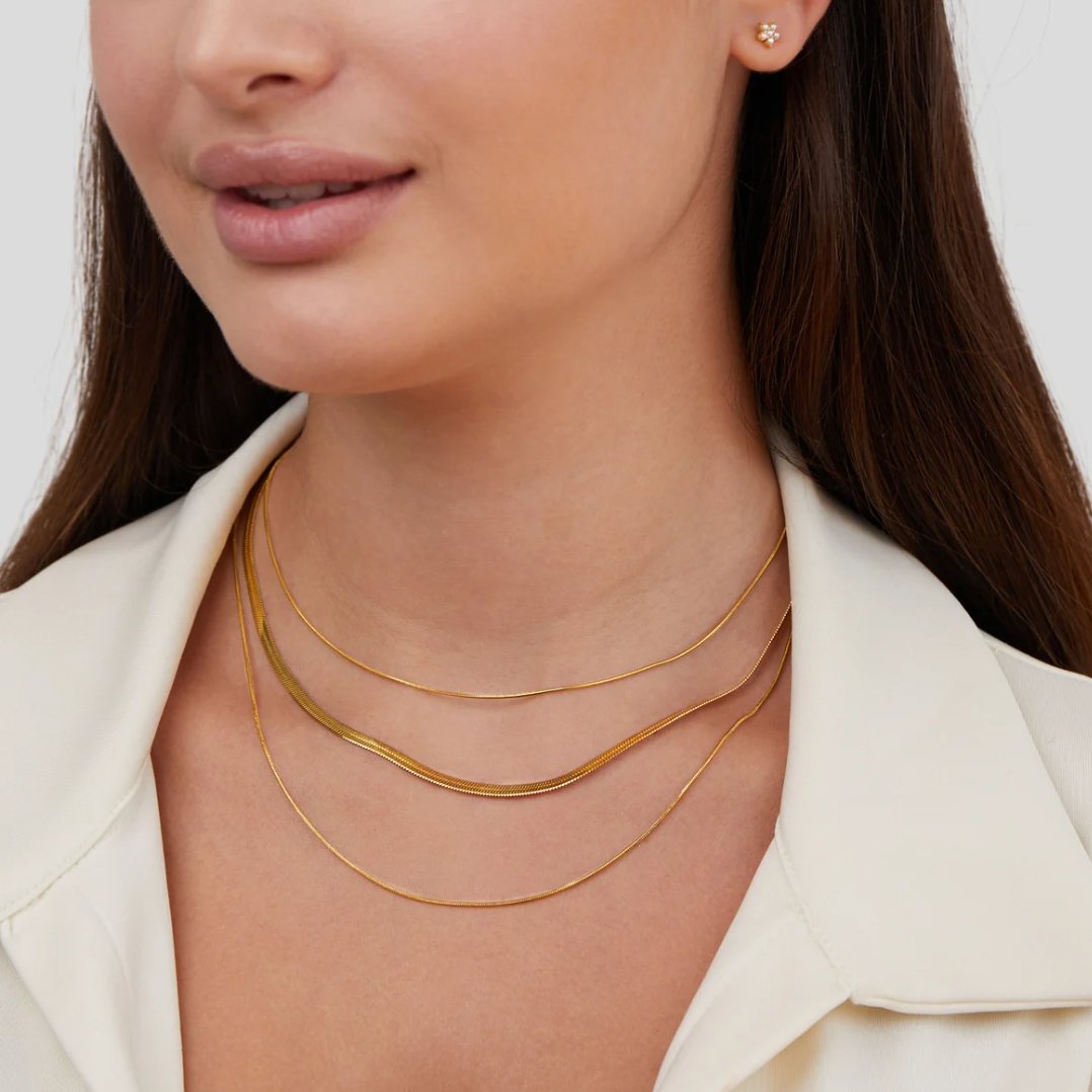 Collar de Cadena de Oro Multicapa