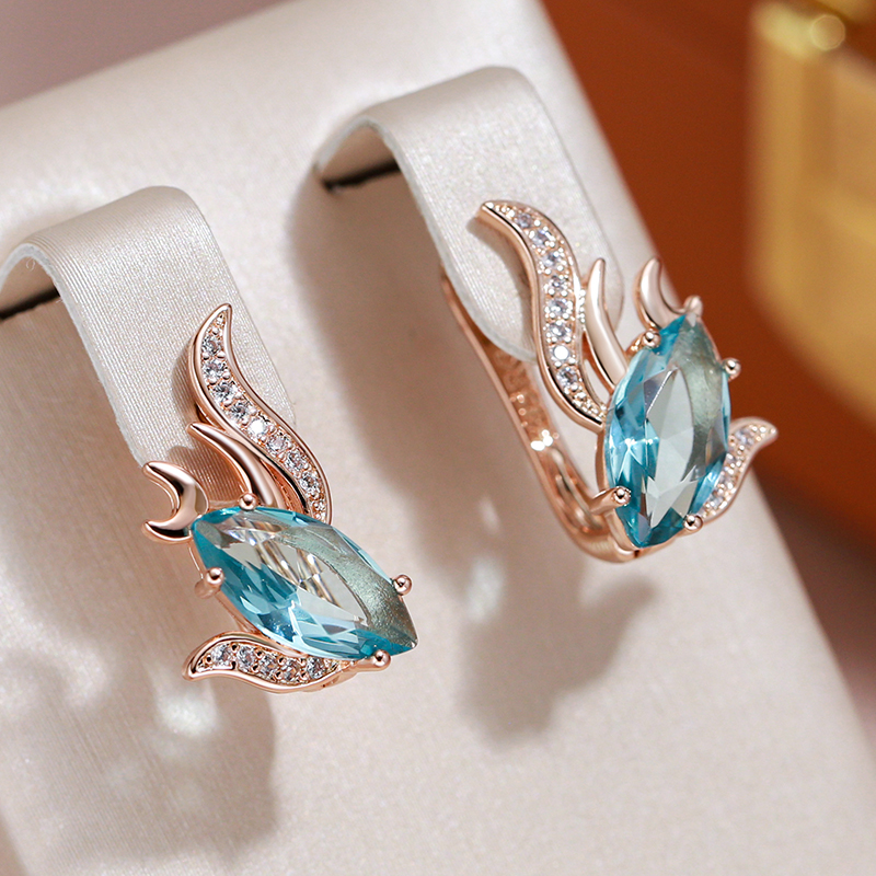 Pendientes Elegantes con Cristales Turquesa en Oro