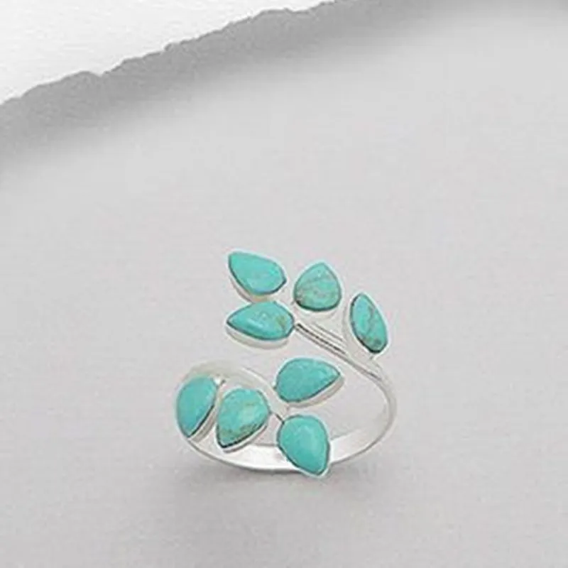 Anillo Vintage con Hoja de Turquesa
