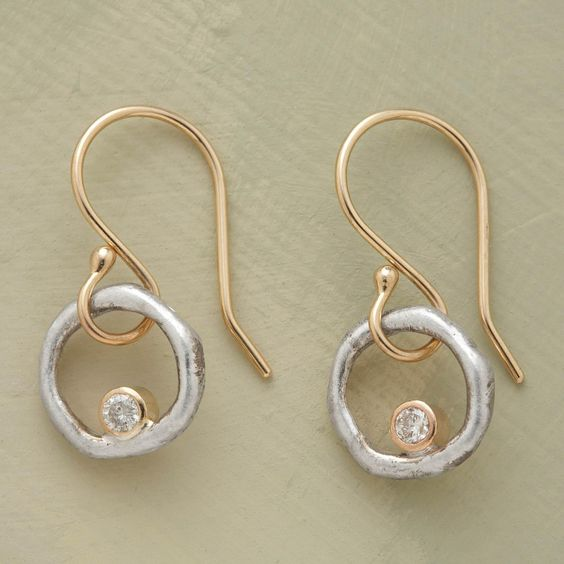 Pendientes Vintage en Oro y Plata con Zirconia