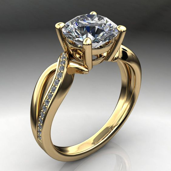 Anillo vintage trenzado de oro con zirconia