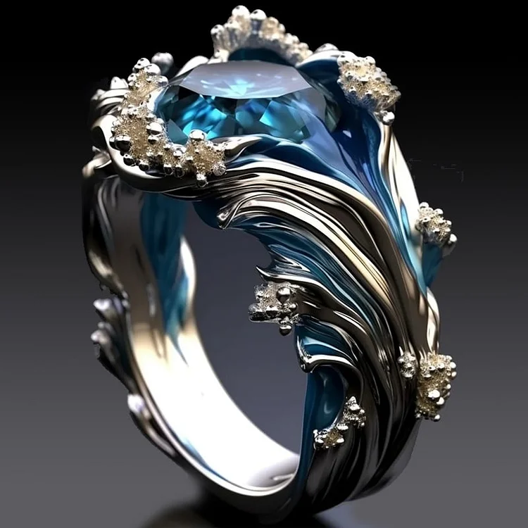Anillo Vintage de Olas del Océano