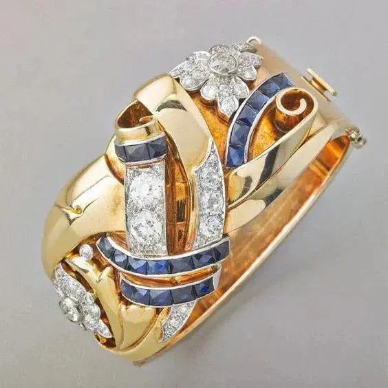 Anillo Vintage de Oro con Zirconia Azul
