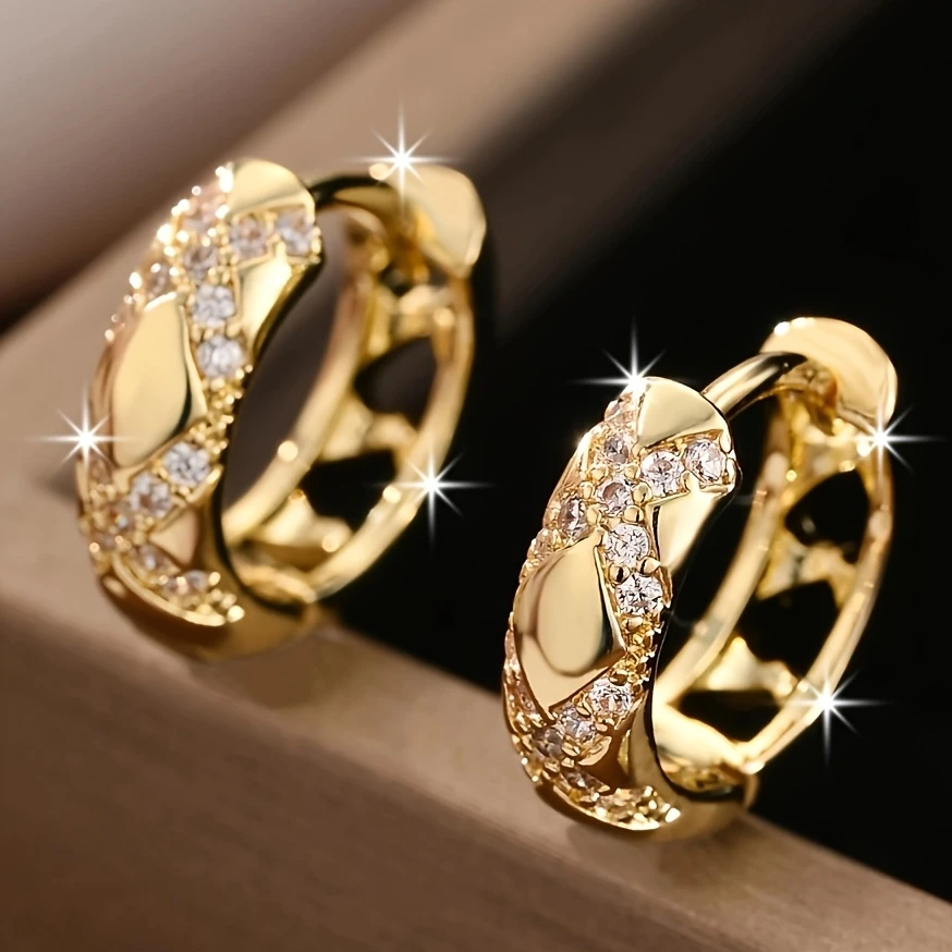 Pendientes de Aro de Oro con Brillo