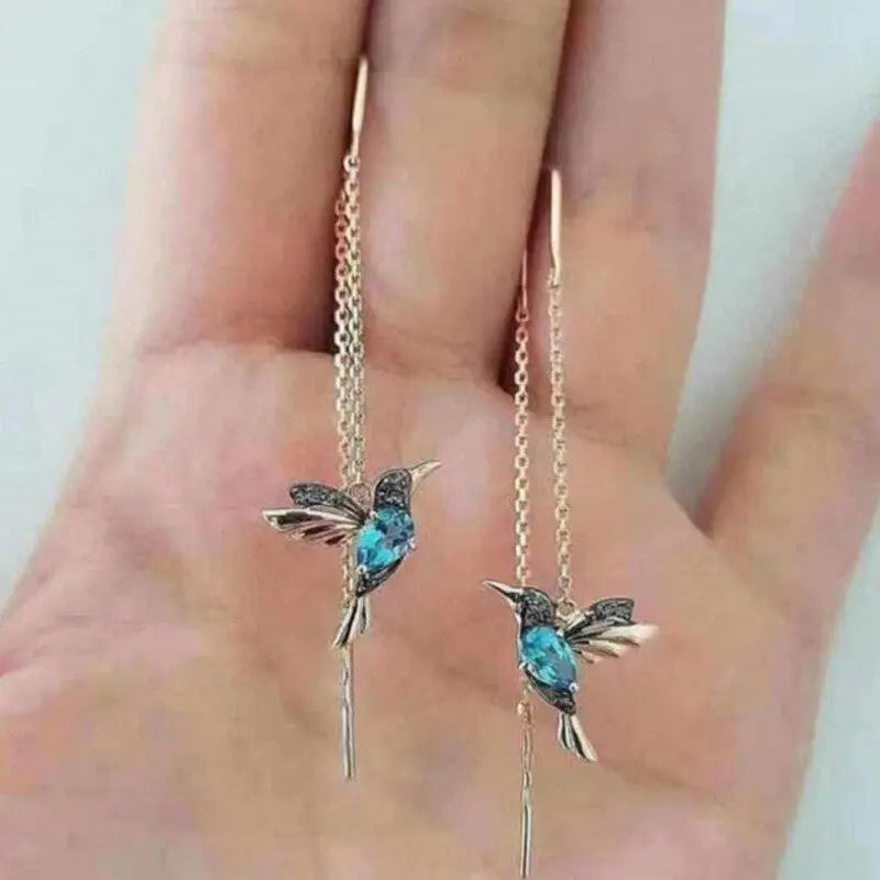 Pendientes con Colibrí en Esmalte y Zirconitas