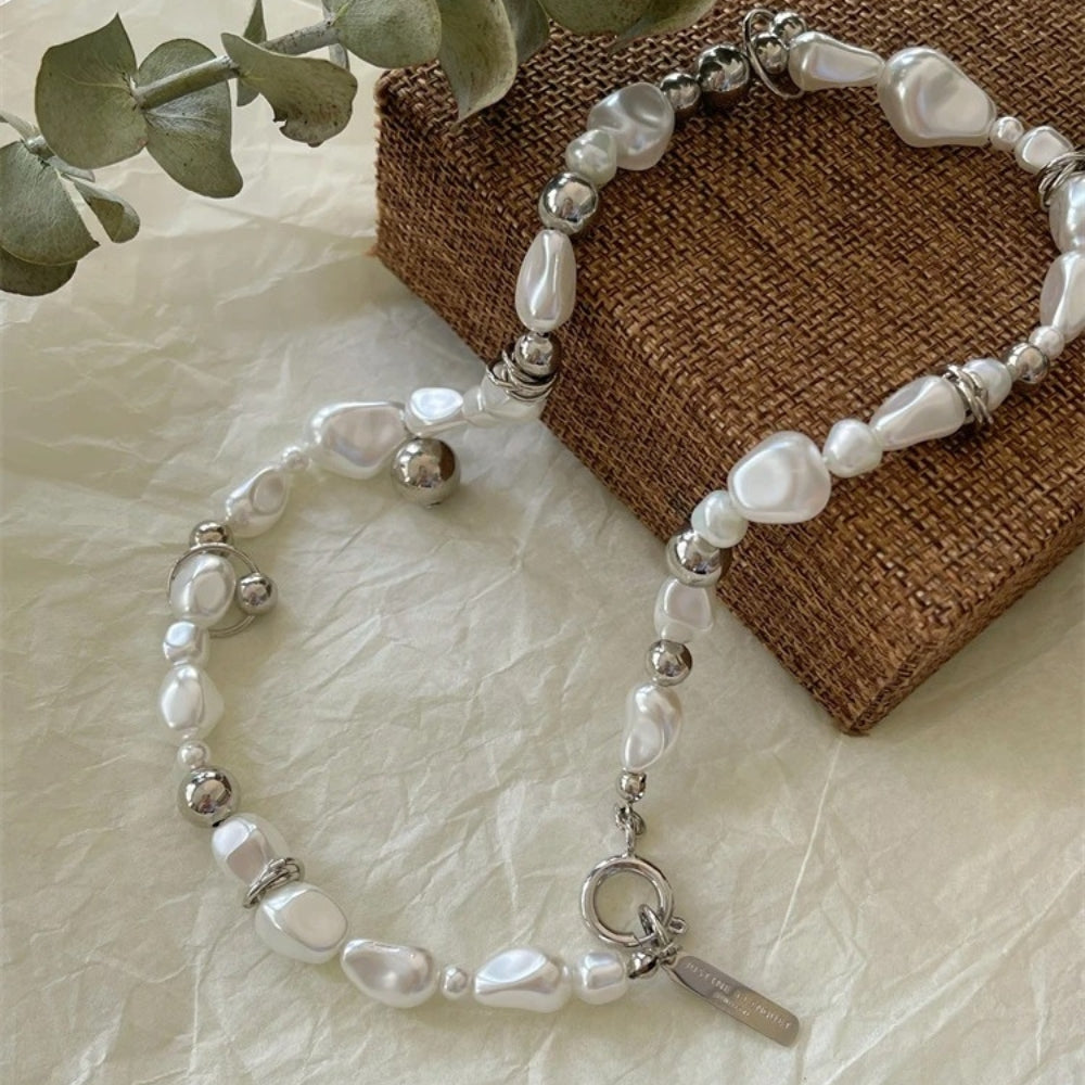 Collar Vintage con Perlas y Bolas de Plata