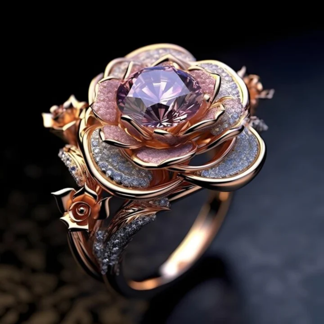 Anillo de Flor Exótica en Capas