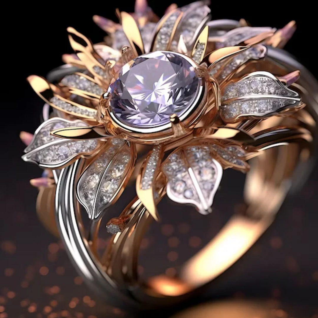 Anillo de Flor Violeta Exótica