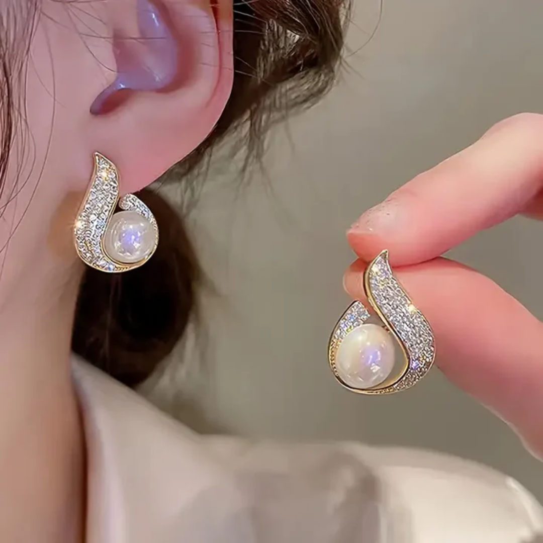 Pendientes de Zirconia con Perlas Brillantes