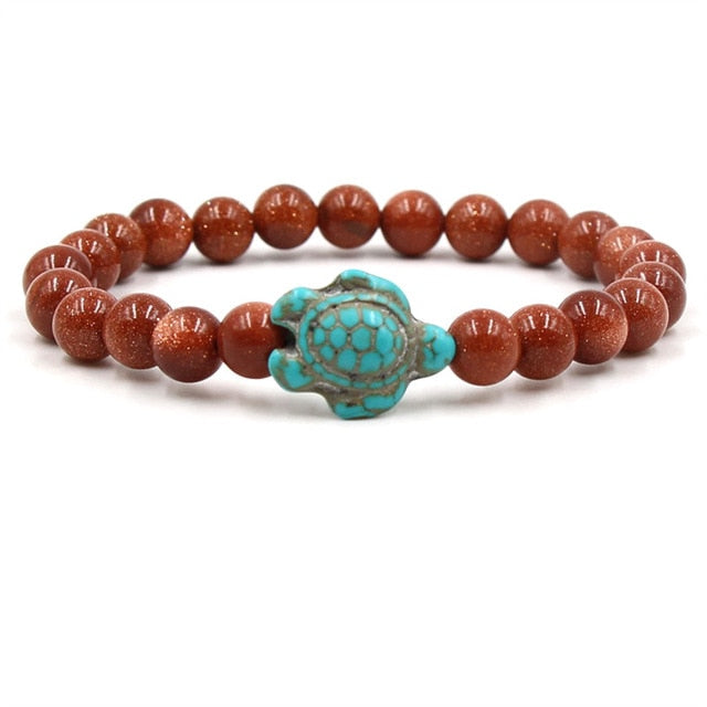 Pulseras Exclusivas con Cuentas de Piedra Natural en Forma de Tortuga