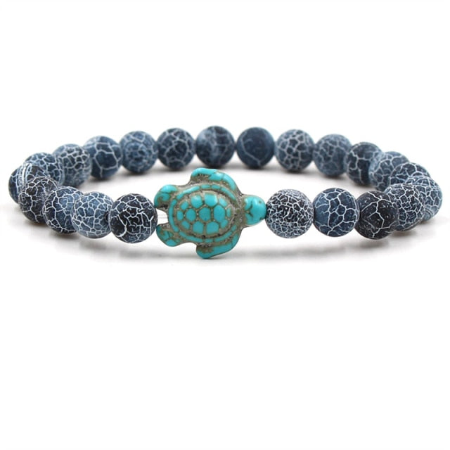 Pulseras Exclusivas con Cuentas de Piedra Natural en Forma de Tortuga