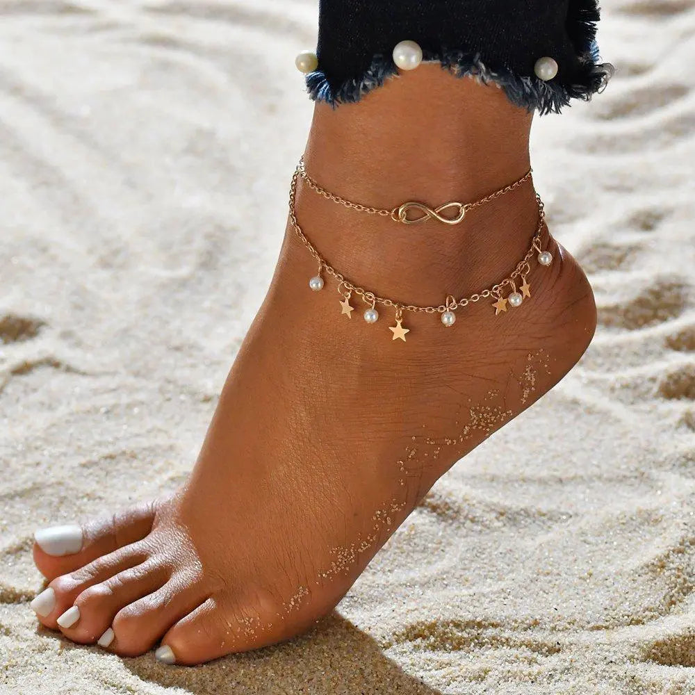 Pulsera de Cordón Infinito + Cuentas y Estrellas