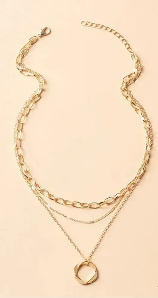 Collar de Cadenas Capas Vintage con Colgante de Oro