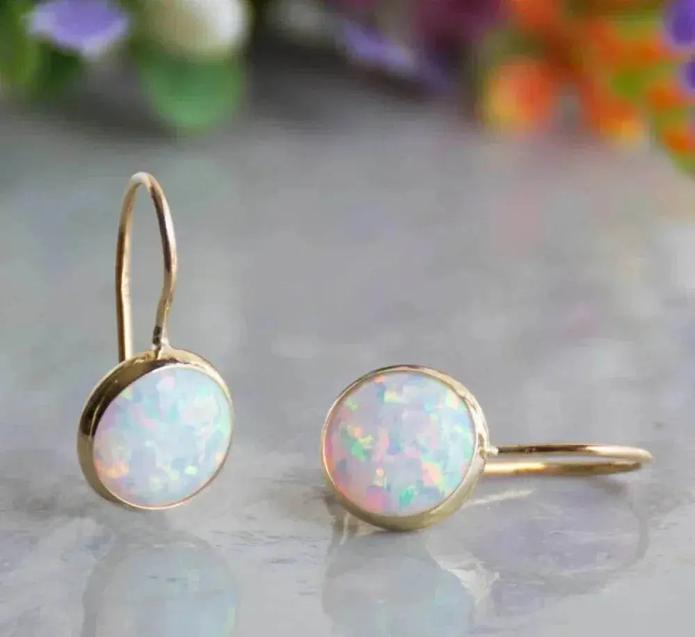 Pendientes Vintage de Oro con Piedra Ópalo